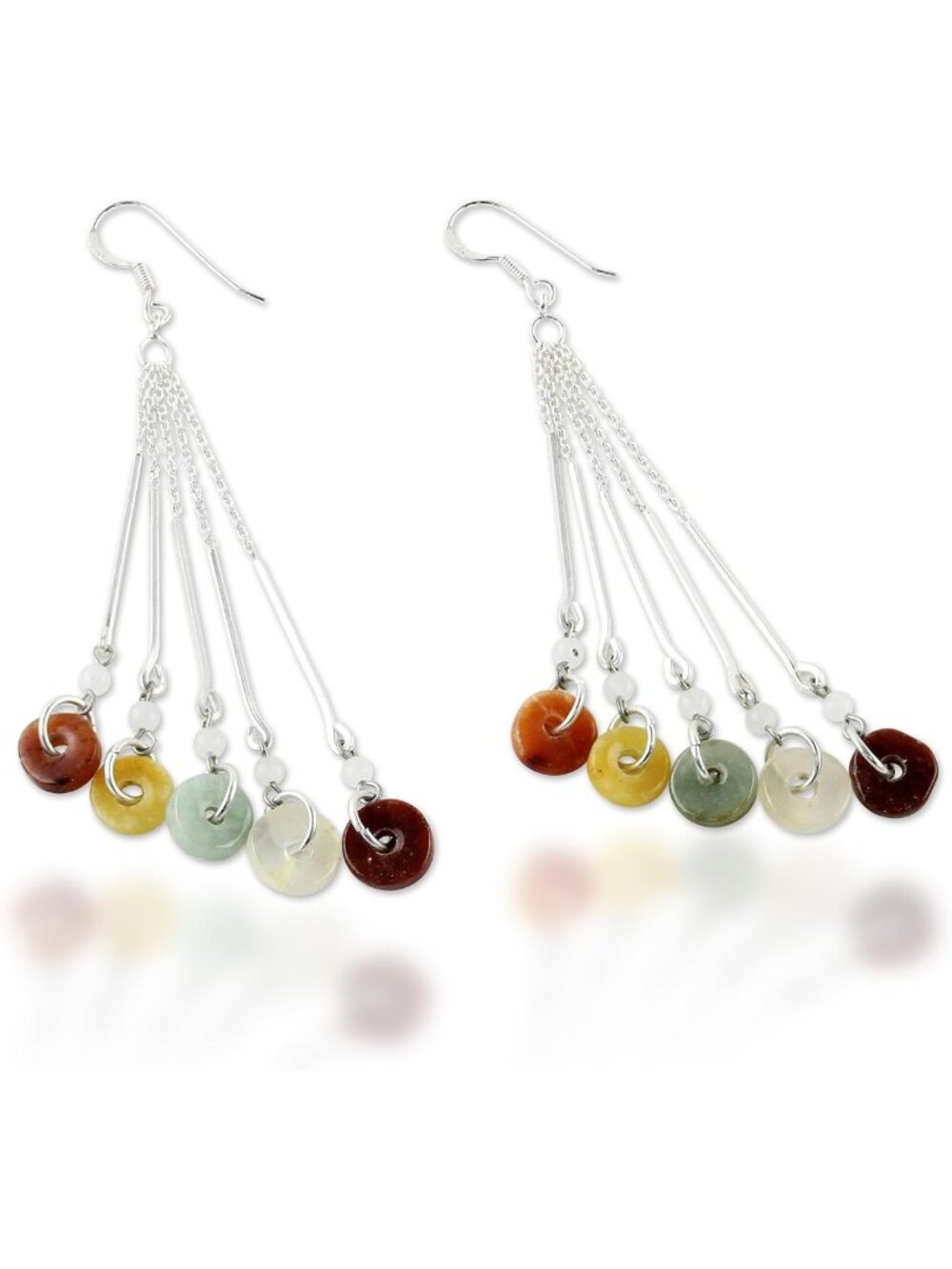 Handmade Jade Quartz Waterfall Earrings | .925 Sterling Silver Dangle Jewelry
